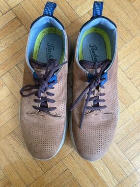 Florsheim Brown Perforated Lace-Up Casual Oxfords with Blue Accents